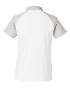 Team 365 TT21CW Women’s Command Snag-Protection Colorblock Polo – White/ Sport Silver (back)