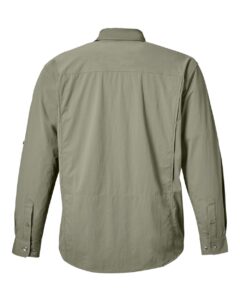 HUK H150184 Men’s Creekbed Pocket Fishing Shirt – Moss (back)