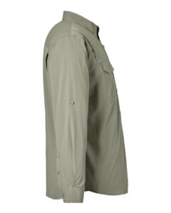 HUK H150184 Men’s Creekbed Pocket Fishing Shirt – Moss (side)