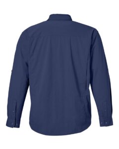 HUK H150184 Men’s Creekbed Pocket Fishing Shirt – Naval Academy (back)