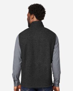 North End NE714 Men’s Aura Sweater Fleece Vest – Black/ Black (on model back)
