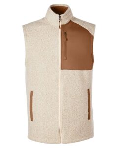 North End NE714 Men’s Aura Sweater Fleece Vest – Oatmeal Heather/ Teak