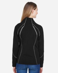 North End 78174 Women’s Gravity Performance Fleece Jacket – Black (on model back)