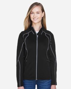 North End 78174 Women’s Gravity Performance Fleece Jacket – Black (on model)