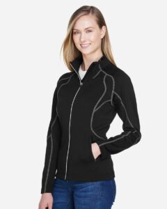 North End 78174 Women’s Gravity Performance Fleece Jacket – Black (on model side)