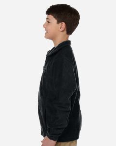 Harriton M990Y Youth Full-Zip Fleece – Black (on model side)