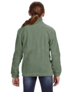 Harriton M990Y Youth Full-Zip Fleece – Dill (on model back)