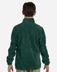 Harriton M990Y Youth Full-Zip Fleece – Hunter (on model back)