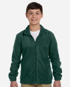 Harriton M990Y Youth Full-Zip Fleece – Hunter (on model)