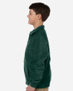 Harriton M990Y Youth Full-Zip Fleece – Hunter (on model side)