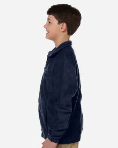 Harriton M990Y Youth Full-Zip Fleece – Navy (on model side)