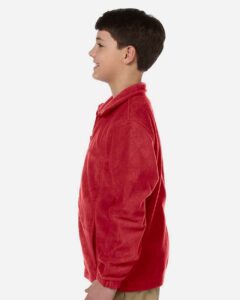 Harriton M990Y Youth Full-Zip Fleece – Red (on model side)