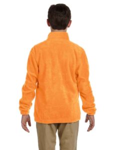 Harriton M990Y Youth Full-Zip Fleece – Safety Orange (on model back)