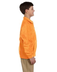 Harriton M990Y Youth Full-Zip Fleece – Safety Orange (on model side)