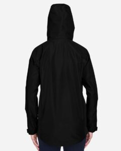 Team 365 TT86W Women’s Dominator Waterproof Jacket – Black (on model back)