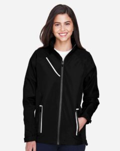 Team 365 TT86W Women’s Dominator Waterproof Jacket – Black (on model)