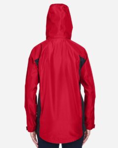 Team 365 TT86W Women’s Dominator Waterproof Jacket – Sport Red (on model back)