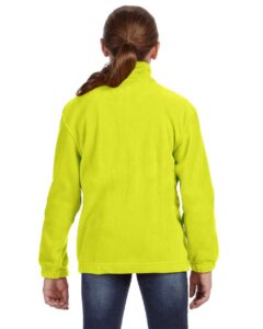 Harriton M990Y Youth Full-Zip Fleece – Safety Yellow (on model back)