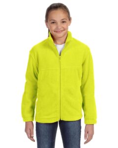 Harriton M990Y Youth Full-Zip Fleece – Safety Yellow (on model)