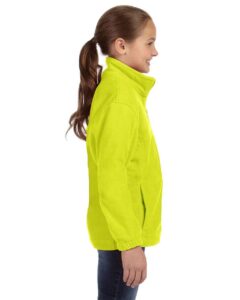 Harriton M990Y Youth Full-Zip Fleece – Safety Yellow (on model side)