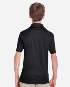 Team 365 TT51Y Youth Zone Performance Polo – Black (on model back)