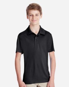 Team 365 TT51Y Youth Zone Performance Polo – Black (on model)