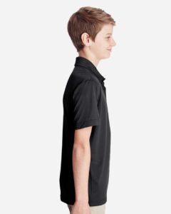 Team 365 TT51Y Youth Zone Performance Polo – Black (on model side)