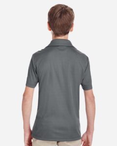 Team 365 TT51Y Youth Zone Performance Polo – Sport Graphite (on model back)