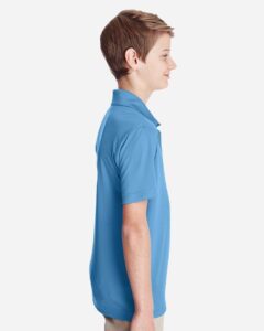 Team 365 TT51Y Youth Zone Performance Polo – Sport Light Blue (on model side)