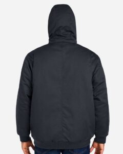 Harriton M722T Unisex Tall ClimaBloc® Heavyweight Hooded Full-Zip Jacket – Dark Charcoal (on model back)