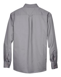 Harriton M500T Men’s Tall Easy Blend™ Twill Dress Shirt – Dark Grey (back)