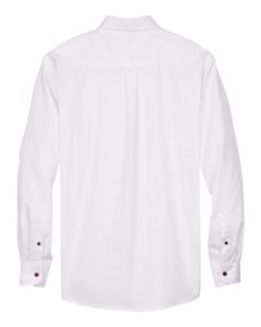Harriton M500T Men’s Tall Easy Blend™ Twill Dress Shirt – White (back)