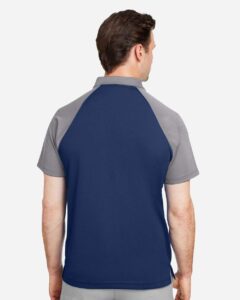 Team 365 TT21C Men’s Command Snag-Protection Colorblock Polo – Sport Dark Navy/ Sport Graphite (on model back)