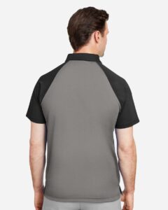 Team 365 TT21C Men’s Command Snag-Protection Colorblock Polo – Sport Graphite/ Black (on model back)