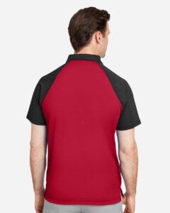 Team 365 TT21C Men’s Command Snag-Protection Colorblock Polo – Sport Red/ Black (on model back)