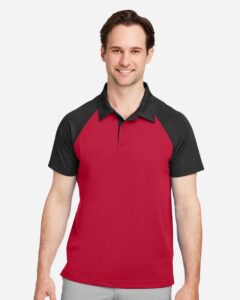 Team 365 TT21C Men’s Command Snag-Protection Colorblock Polo – Sport Red/ Black (on model)