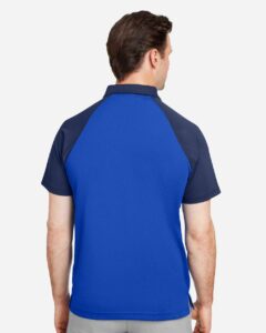 Team 365 TT21C Men’s Command Snag-Protection Colorblock Polo – Sport Royal/ Sport Dark Navy (on model back)