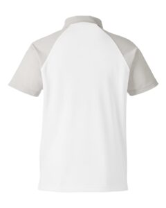 Team 365 TT21C Men’s Command Snag-Protection Colorblock Polo – White/ Sport Silver (back)