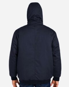 Harriton M722 Unisex ClimaBloc® Heavyweight Hooded Full-Zip Jacket – Dark Navy (on model back)
