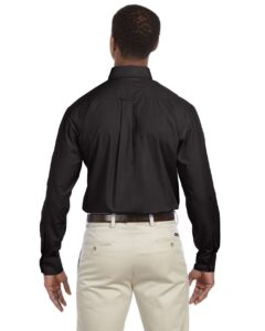 Harriton M510 Men’s Essential Poplin – Black (on model back)
