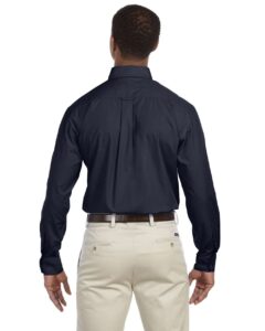 Harriton M510 Men’s Essential Poplin – Navy (on model back)
