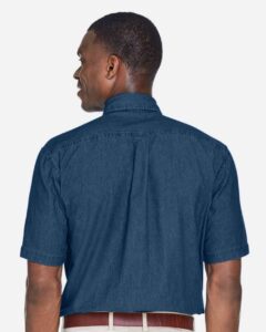 Harriton M550S Men’s Denim Shirt – Dark Denim (on model back)