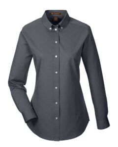 Harriton M581W Women’s Foundation Cotton Twill Shirt with Teflon – Dark Charcoal