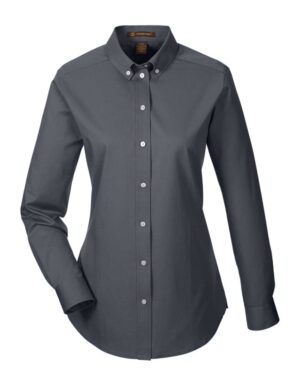 Harriton M581W Women’s Foundation Cotton Twill Shirt with Teflon – Dark Charcoal