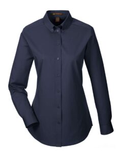 Harriton M581W Women’s Foundation Cotton Twill Shirt with Teflon – Dark Navy