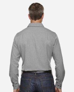 North End 88802 Men’s Melange Performance Shirt – Light Heather (on model back)