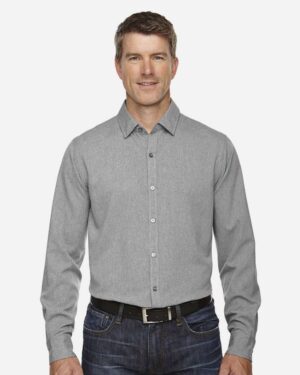 North End 88802 Men’s Melange Performance Shirt – Light Heather (on model)