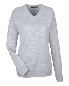 Harriton M420W Women’s Pilbloc V-Neck Sweater – Grey Heather
