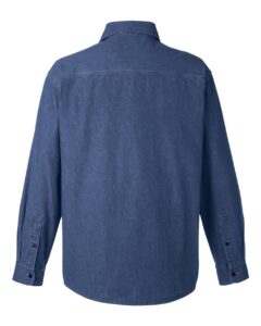Harriton M540 Unisex Denim Shirt Jacket – Dark Denim (back)