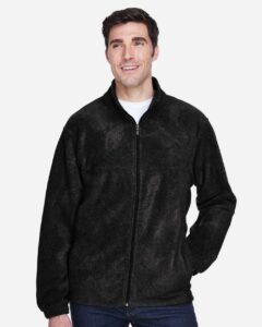 Harriton M990T Men’s Tall Full-Zip Fleece – Black (on model)